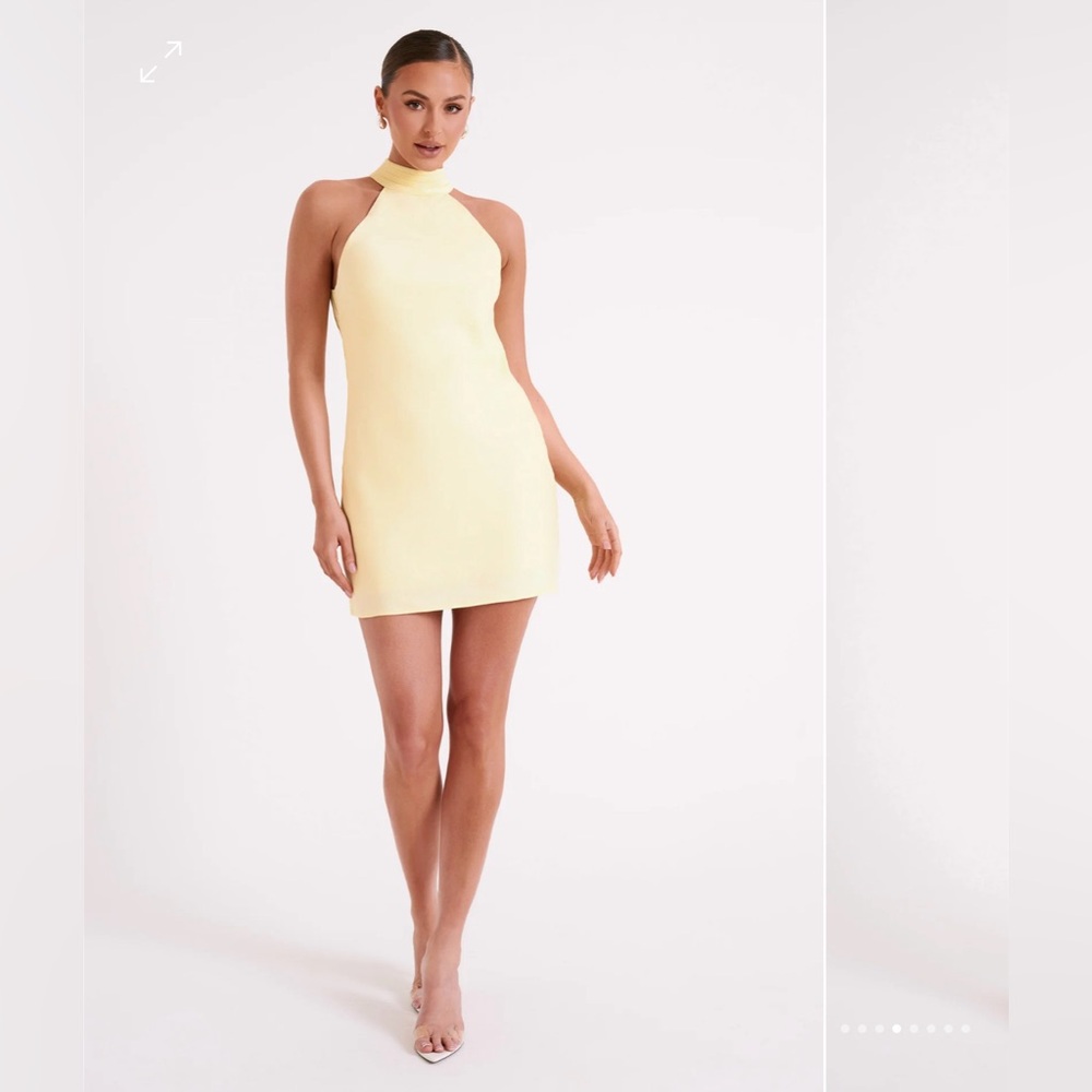 Meshki CLAIRE - Matte A Line Mini Dress - Light Yellow - XXS